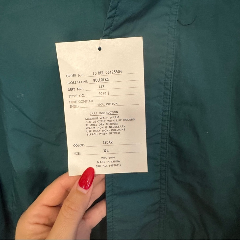 Thornton Bay Vintage Men’s Windbreaker Hunter Green And Navy, Size XL NWT - Picture 6 of 6